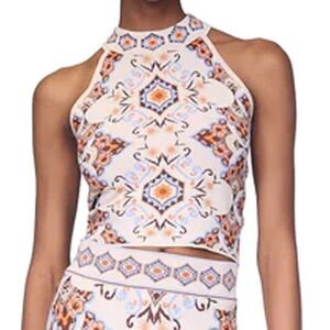 STANLEY KORSHAK Cara Cara Turtle Dove Vintage Paisley Marilyn Top